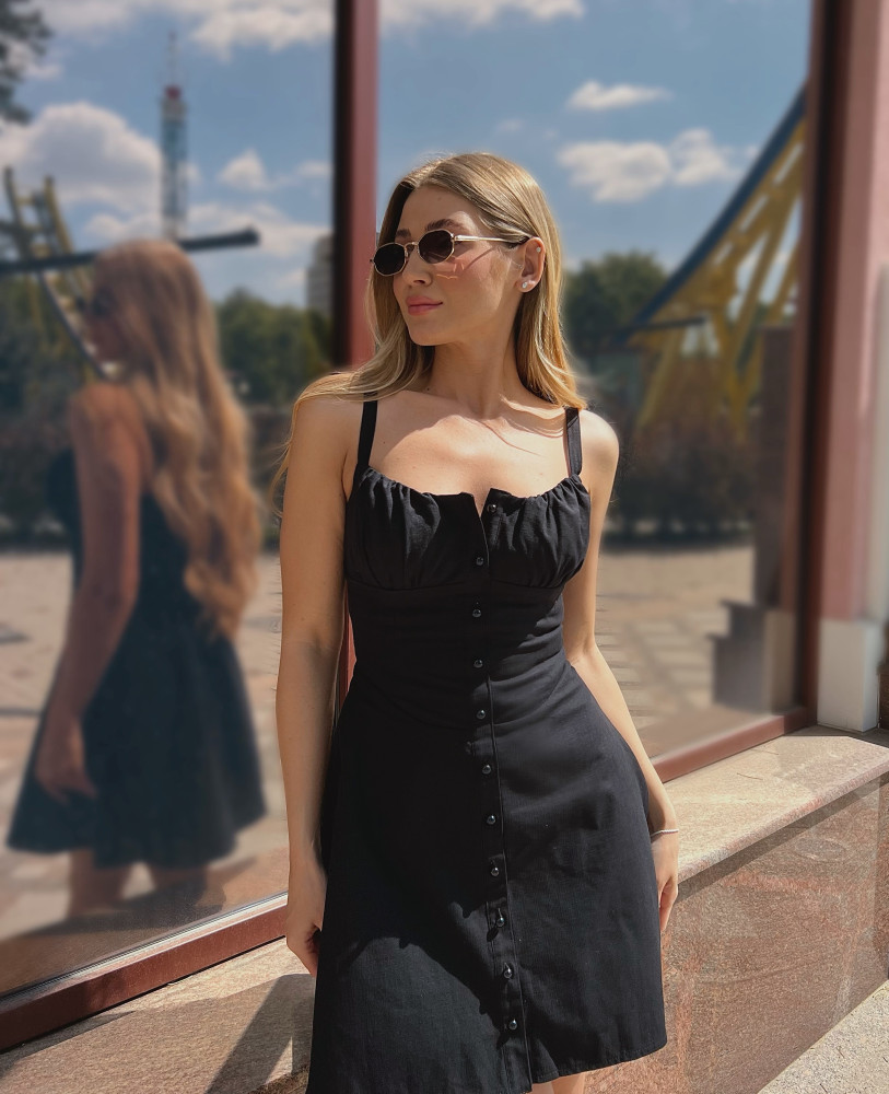 СУКНЯ МІНІ З М'ЯКИМ КОРСЕТОМ КОЛІР ЧОРНИЙ 